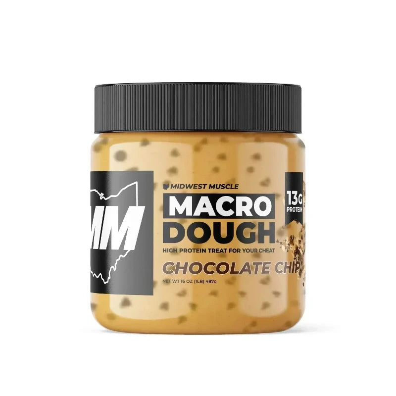 Chocolate Chip Macro Dough high protein dessert from Midwest Muscle, high-protein treat with chocolate chips.